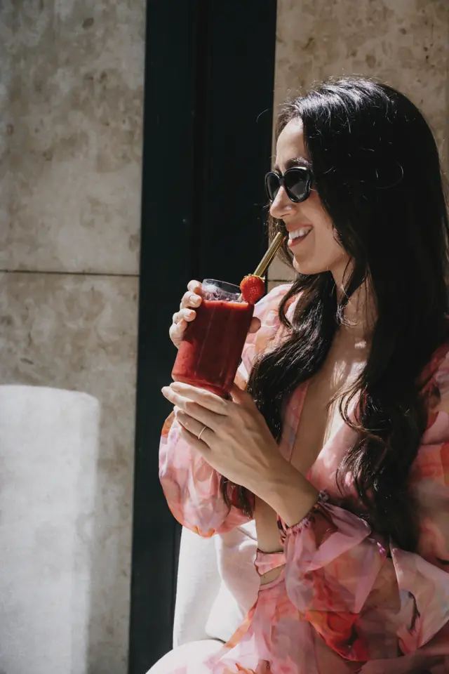 Jahodové smoothie, detail